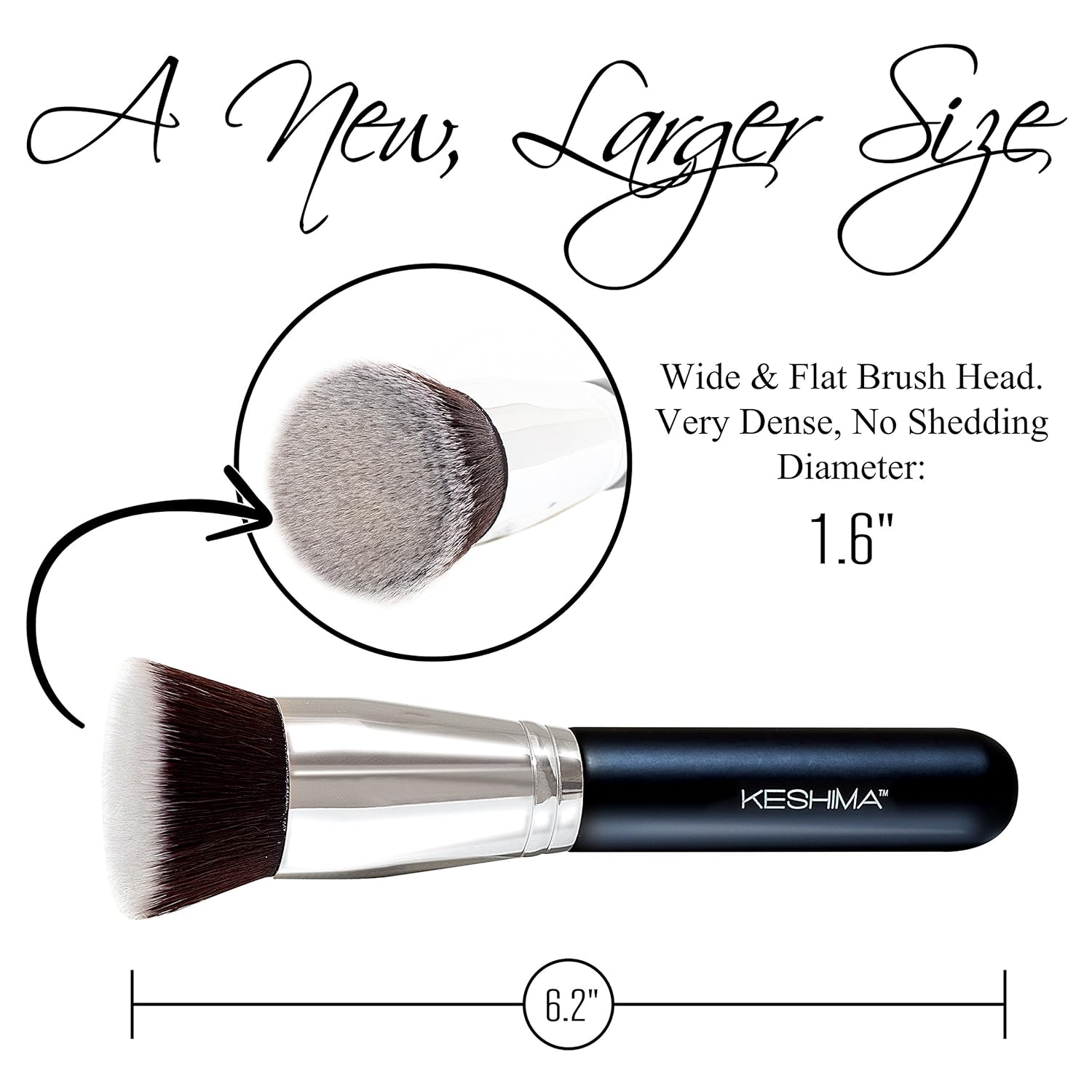 Flat Top Kabuki Foundation Brush By KESHIMA - Premium Makeup Brush for Liquid, Cream, and Powder - Buffing, Blending, Flawless Face Brush - Image 3